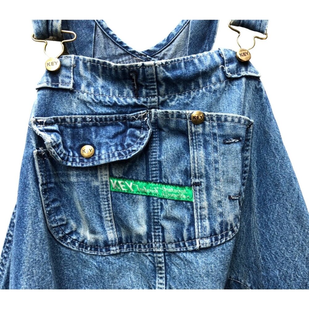 Distressed Mens Key Imperial Denim Overalls Medium Wash Size 56x32 Ranch Chore F - Picture 2 of 9